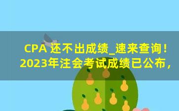 CPA 还不出成绩_速来查询！2023年注会考试成绩已公布， CPAer们还需考虑这些事